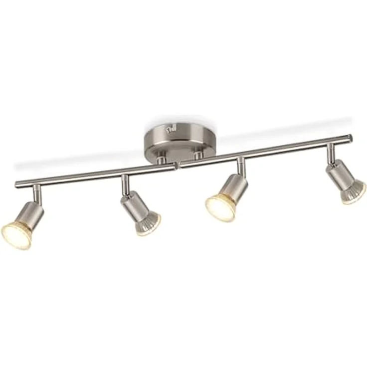 Dehobo Deckenleuchte LED Spotleuchte 4 Flammig - GU10 Modern Deckenspot Schwenkbar 350° - Nickelfarbe Drehbar Küchelampe Spot Strahler Decke Schlafzimmer Deckenstrahler Ohne Leuchtmittel – Bild 10