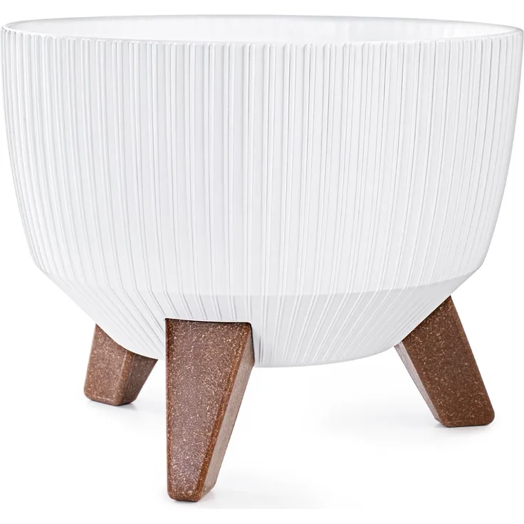 KONZEPT Blumentopf Pflanzschale 24/29cm Blumentopf mit Füßen, mit Wasserabfluss-Einsatz, wetterfest & UV-beständig, Übertopf für Innen & Außen