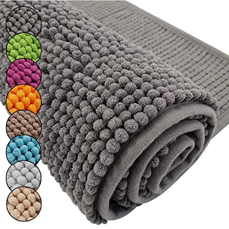 DILUMA Badematte Badematte Chenille 50x80 cm – Badteppich mit kuscheligem Flor, Polyester, rechteckig, Rutschhemmende Beschichtung, schnell trocknend, hohe Saugkraft – Bild 2