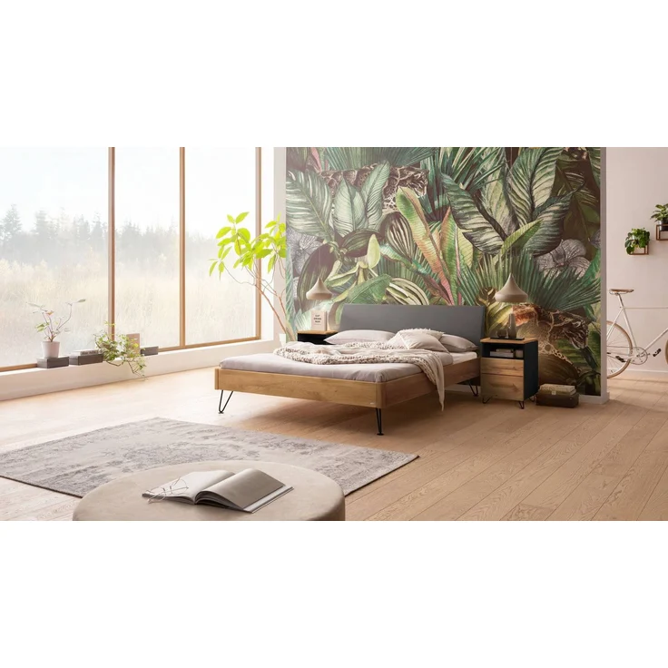Hasena Massivholzbett Lugano Wildeiche mit Kopfteil 200x220 cm – Lounge – Bild 2