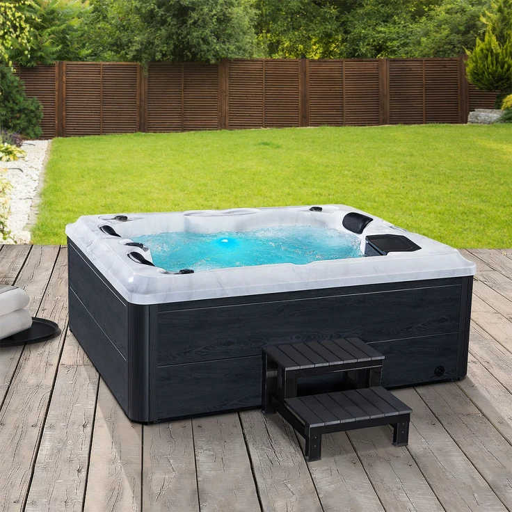 Artsauna Outdoor Whirlpool Oasis mit Treppe - Spa mit Massagedüsen, LED-Beleuchtung, 2 Filter, Abdeckung, Pumpe - Whirlpool winterfest & beheizbar – Bild 1