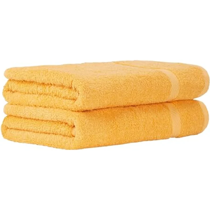 Luckytowel Duschtuch Set 70x140 cm, Oeko-TEX Badetücher aus 100% Baumwolle, 600 g/m², saugstark und flauschig, 2er Pack Gelb – Bild 1