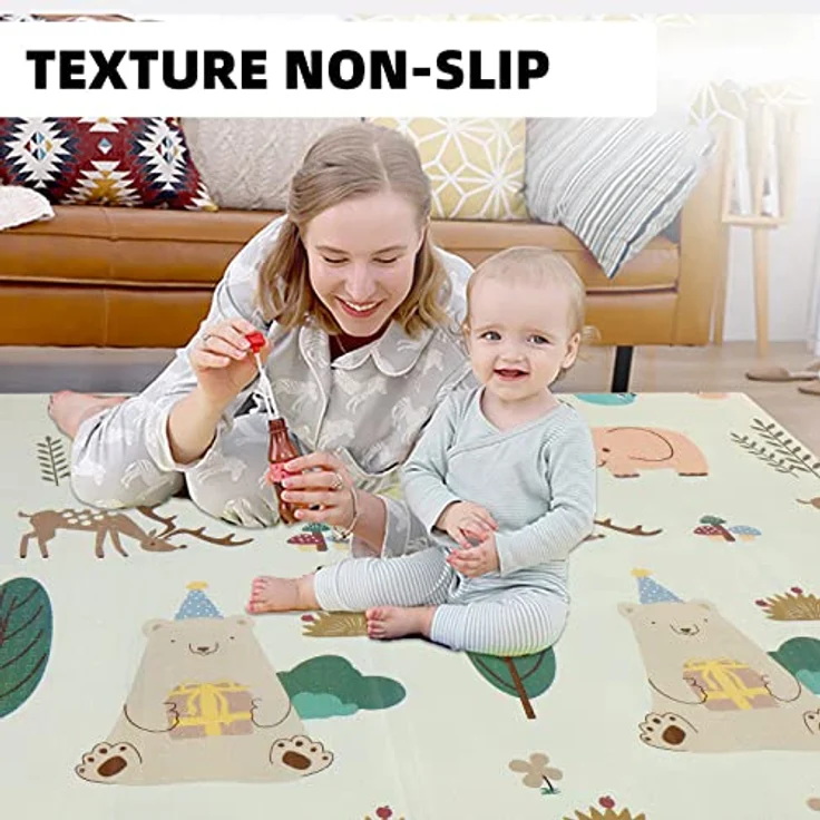 CCLIFE Krabbelmatte Spielmatte Baby 196 x 176 x 1 cm Faltbar Spielunterlage Spielteppich Groß Rutschfest Beidseitig Tragbar Wasserdicht für Innen Außen Bunt – Bild 4