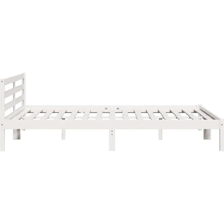 vidaXL Bettrahmen Weiß 225,5 x 205,5 x 69,5 cm Massivholz Kiefer 869787 – Bild 6
