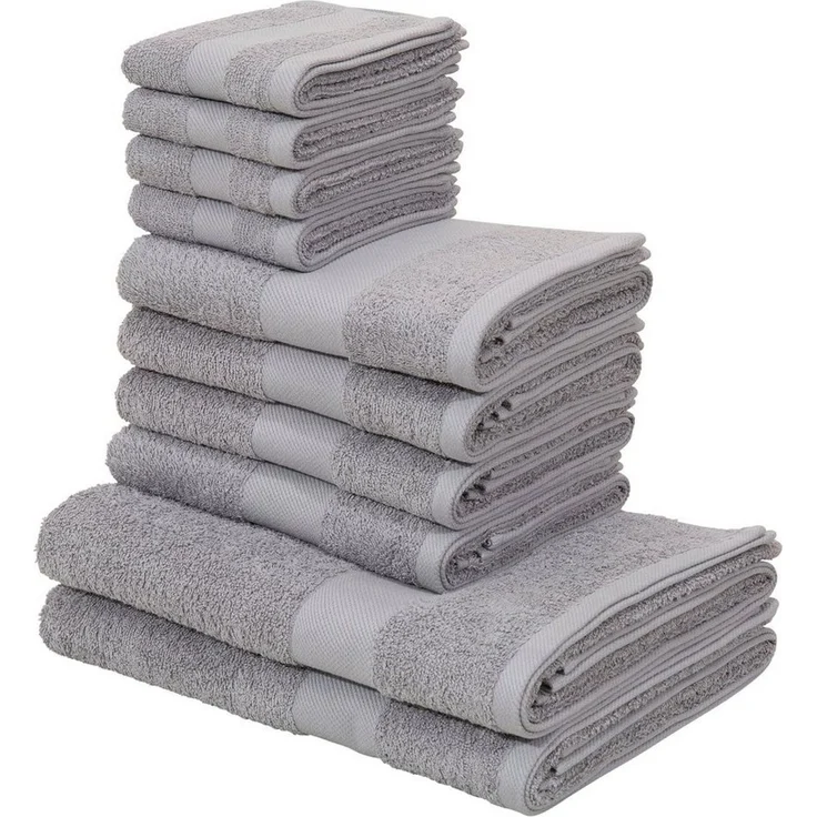 OTTO home Handtuch Set Melli, 2 Duschtücher 70x140, 4 Handtücher 50x100, 4 Gästetücher 30x50, Walkfrottee (Set, 10-St), Handtuchset in dezenten Farben mit Bordüre, 100% Baumwoll-Handtücher – Bild 1
