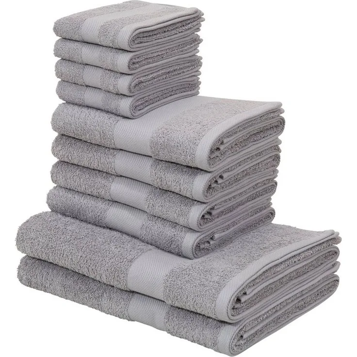 OTTO home Handtuch Set Melli, 2 Duschtücher 70x140, 4 Handtücher 50x100, 4 Gästetücher 30x50, Walkfrottee (Set, 10-St), Handtuchset in dezenten Farben mit Bordüre, 100% Baumwoll-Handtücher