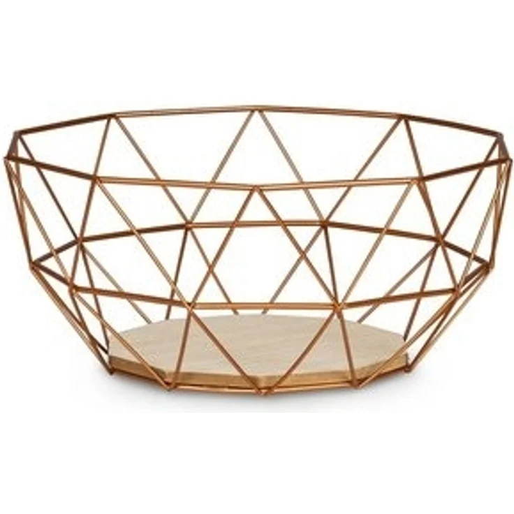 Levandeo® Dekoschale, Korb Metall Kupfer 26x12cm Modern Holz MDF Braun Schüssel Schale – Bild 6