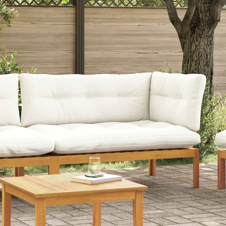 vidaXL Gartenecksofa Natürlich und Cremweiß Akazienholz 42026770 – Bild 3