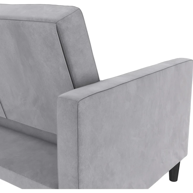 Schlafsofa >Palermo< in Grau, Samt - 207x86x86cm (BxHxT) – Bild 6