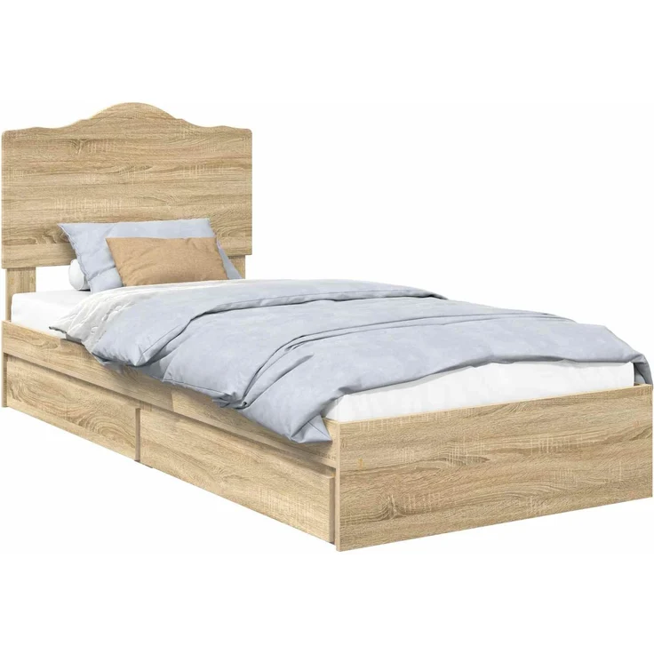 vidaXL Aufbewahrungsbett Sonoma-Eiche 100 x 200 cm Holzwerkstoff 3413536 – Bild 1