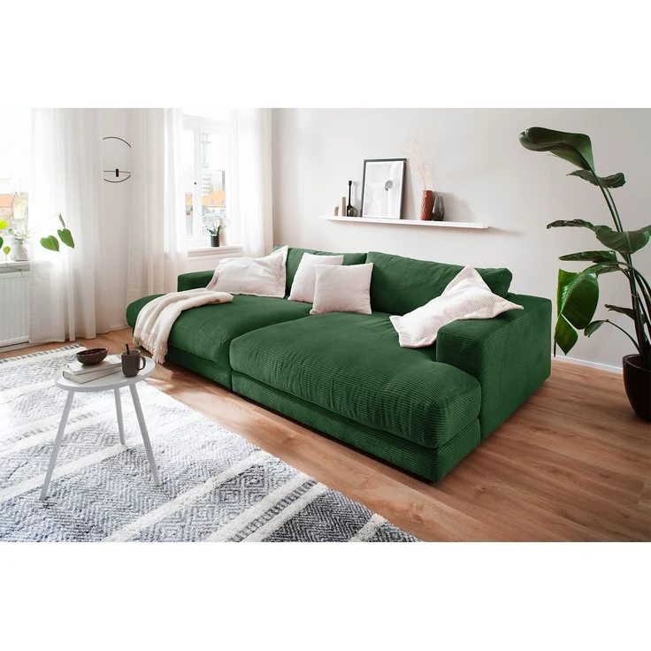 KAWOLA Big Sofa MADELINE Cord smaragd 85 x 170 x 290 cm – Bild 1