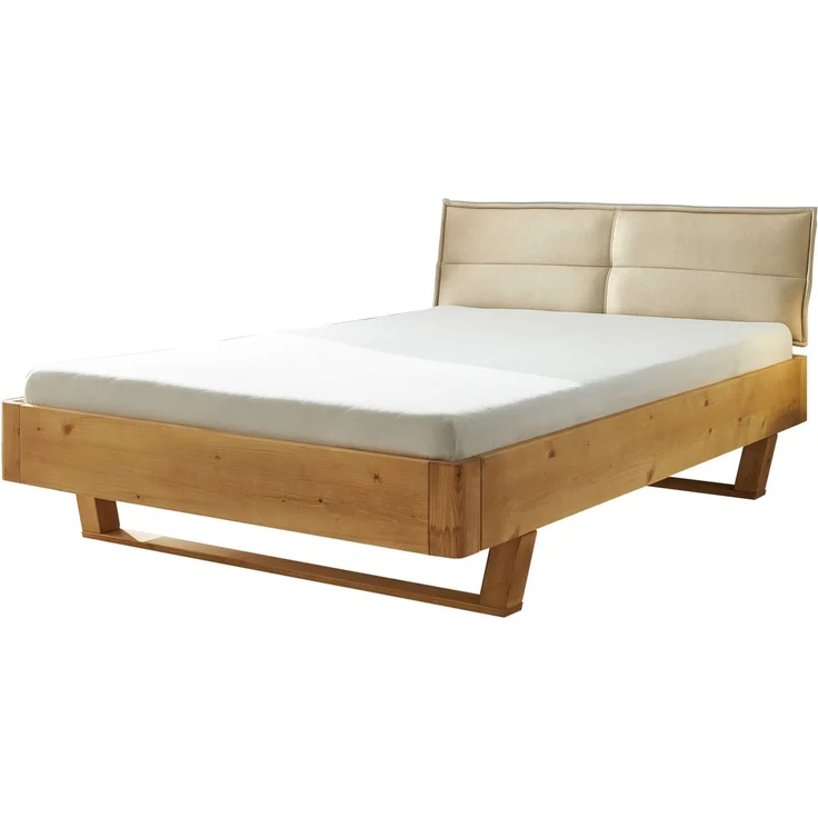 TJARK Modernes Massivholzbett 180x200, Fichte - Komfortables & hochwertiges Balkenbett mit gepolstertem Kopfteil - 186 x 89 x 219 cm (B/H/T) – Bild 2