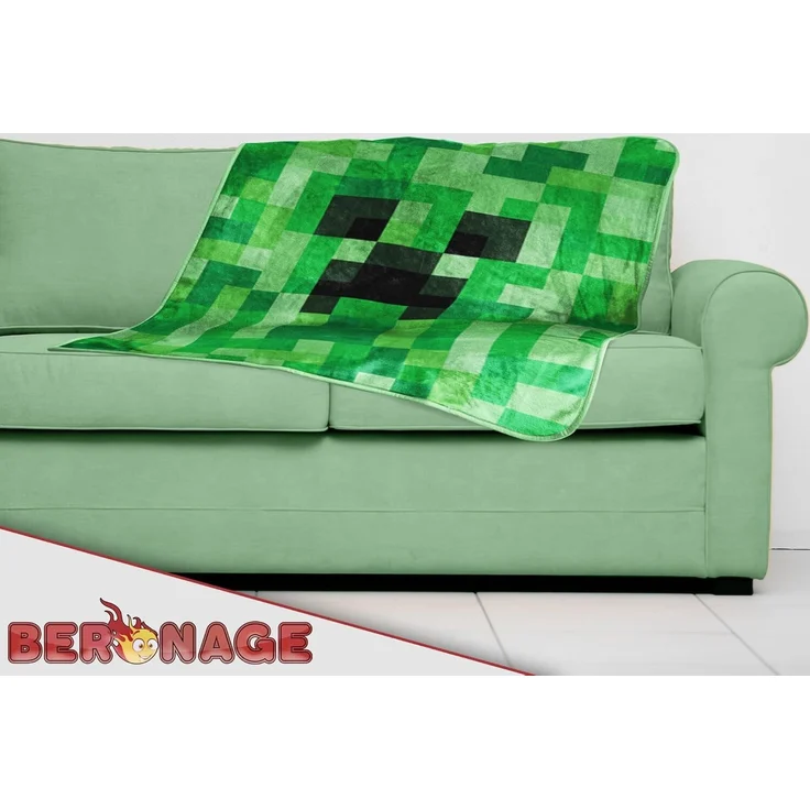 Wohndecke Minecraft Decke Creeper 150x200 cm Kuscheldecke Wohndecke, BERONAGE, passend zur Bettwäsche, ideal für Sofa, Couch, Bett, Auto, Camping – Bild 6