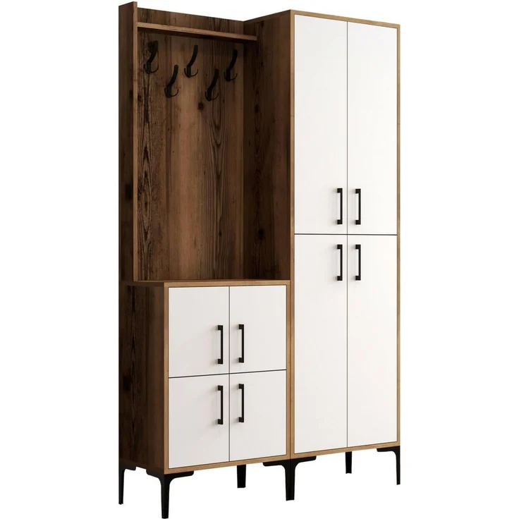 Dmora Garderobenschrank Castor 120x35x200 cm Braun, für 16 Paar – Bild 7