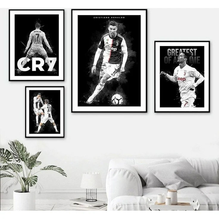 JUSTGOODMOOD Poster Fußball Christiano Ronaldo in Schwarz Weiss Farben als Deko Print ohne, E (1 St) – Bild 2
