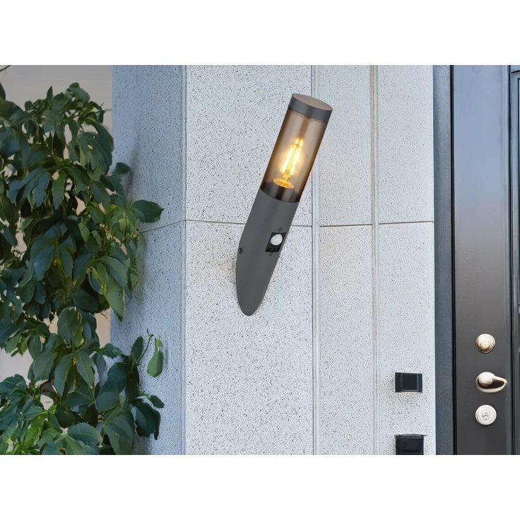 LED Außenwandleuchte Anthrazit & Rauchfarben mit Bewegungsmelder, Höhe 41cm – Bild 5