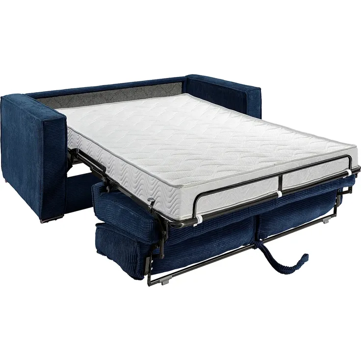 Vente-unique - LORETO Sofa SamtStoff Blau - B 223 cm95 cm x H 90 cm x L 215 cm – Bild 4