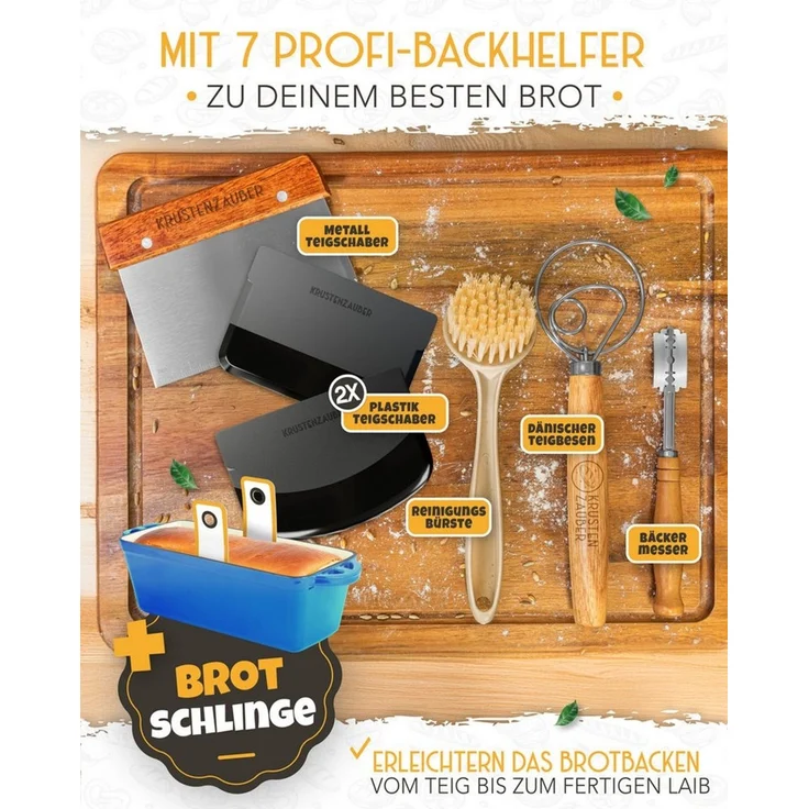 Krustenzauber Brotbackform Emaille Brotbackform 28cm mit Deckel im Komplettset, Kastenform Brot – Bild 2