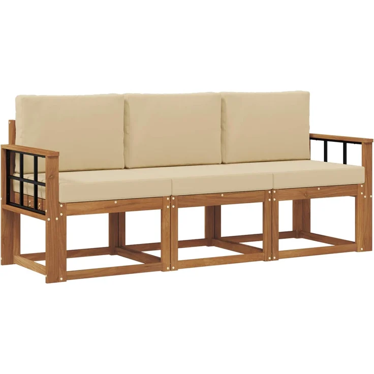 vidaXL Outdoor-Sofagarnitur 3 stk. 3-Sitzer Natur und Beige 3365951 – Bild 2