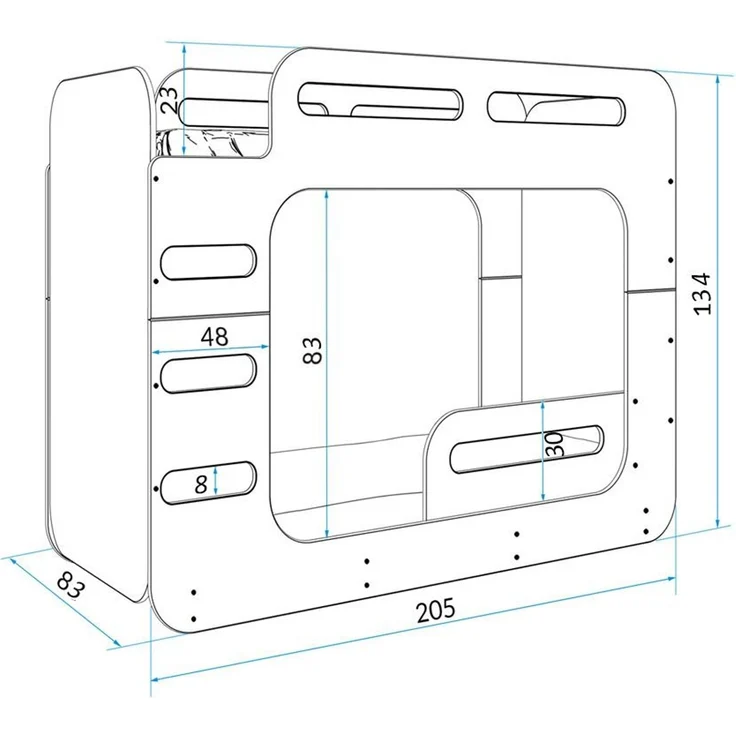 BMS Etagenbett für Kinder MAX 2 Weiß 2 Schlafplätze 80x200 – Bild 4