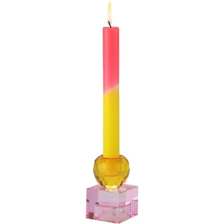 Gift Company Sari Kristallglas Kerzenhalter/Teelichthalter Kugel/Cube orange/hellrosa gs – Bild 3