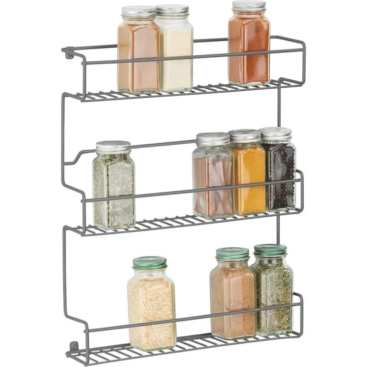 mDesign Gewürzregal Küchenregal Organizer selbstklebend 3 Ebenen Metall Graphit – Bild 9