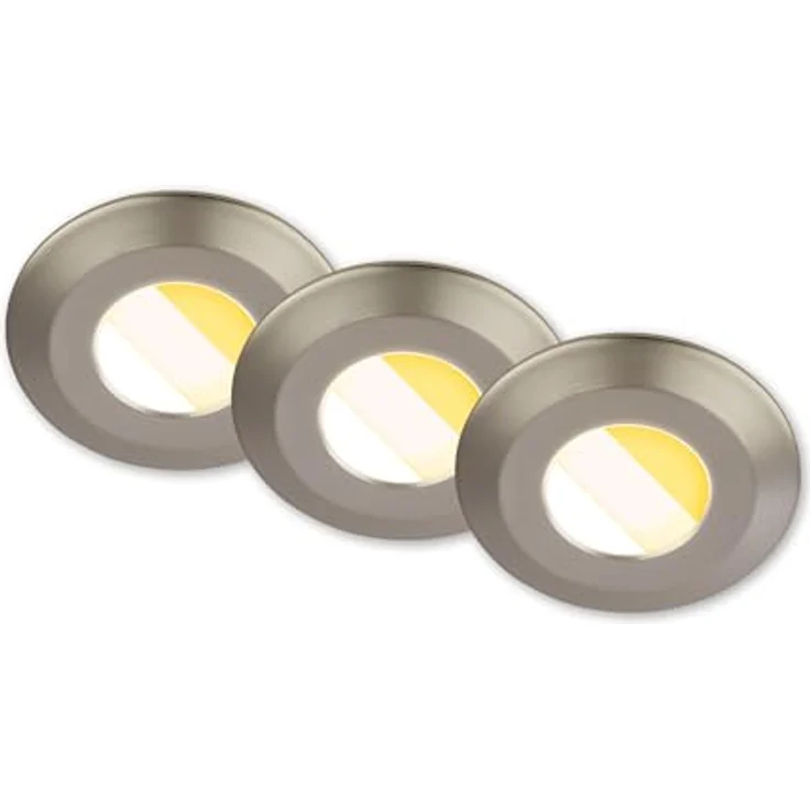 BRILONER LED Bad Einbaustrahler 3er Set, dimmbar, Farbtemperaturwechsel 2500K-4000K, IP44, 50% recyceltes Gehäuse, flach, Matt-Nickel – Bild 1