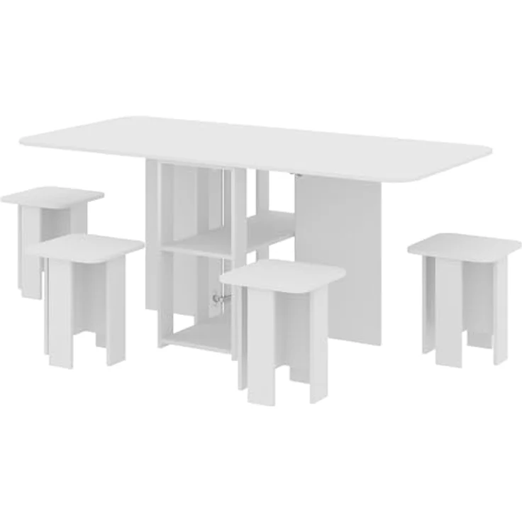 Rodnik Essgruppe Klapptisch Hocker Set 5-in-1, (5-tlg), Tisch-Transformer, kompakt & funktional, Hocker im Tisch verstaubar – Bild 2