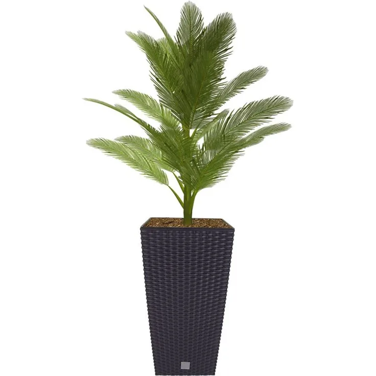 Polyrattan Pflanztopf mit Einsatz 50,5cm anthrazit Blumentopf Pflanztopf Kübel