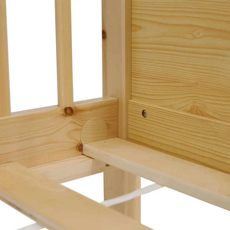 Kinderbett 90x200 cm mit Matratze 2 Bettkästen Rausfallschutz Holzbett Natur Einzelbett Gitterbett Holzbettrahmen – Bild 10