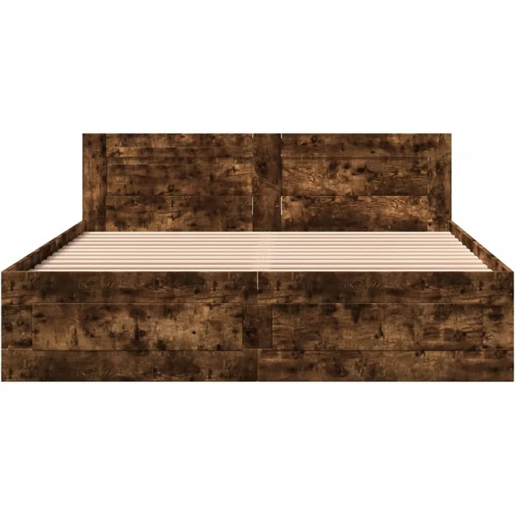 vidaXL Bettgestell mit Kopfteil Räuchereiche 160x200 cm Holzwerkstoff 3295552 – Bild 5