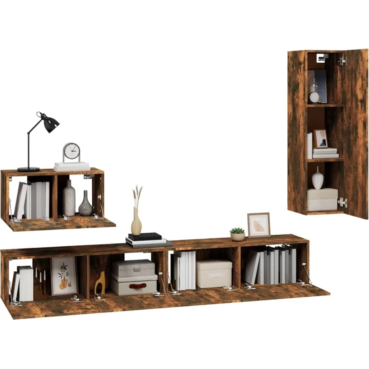 vidaXL 4-tlg. TV-Schrank-Set Räuchereiche Holzwerkstoff 3114331 – Bild 3