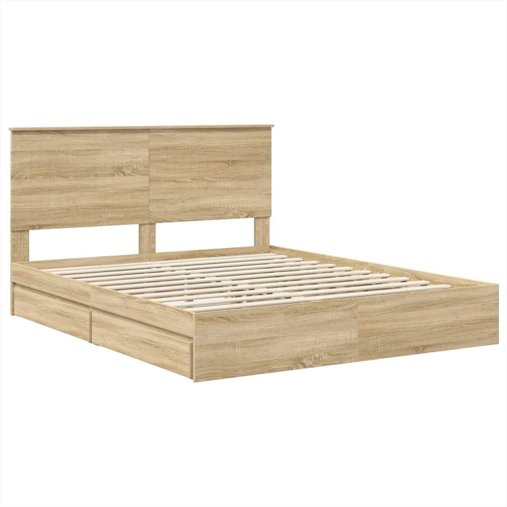 vidaXL Aufbewahrungsbett Sonoma-Eiche 160 x 200 cm Holzwerkstoff 3411189 – Bild 3