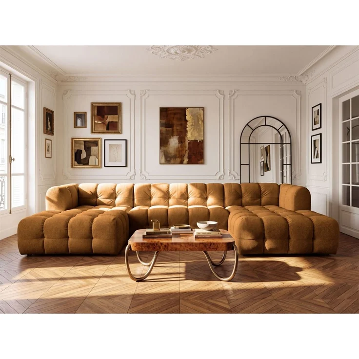 Wohnlandschaft Sofa U-Form SOLVIE in Stoff Moly Orange – Bild 1