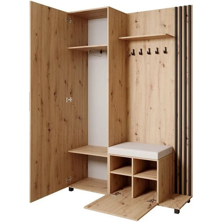 Beautysofa Garderoben-Set Livia – Design, Funktion und Ordnung in Perfektion, (Geräumiger Schuhschrank, mit praktischer Kleiderstange)
