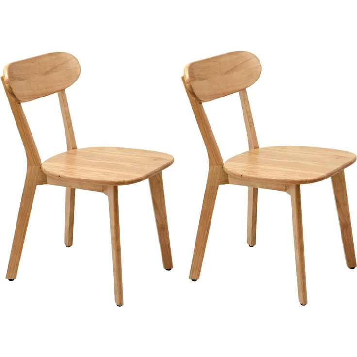 Esszimmerstühle aus Massivholz, 2er-Set mit geschwungener Rückenlehne, 40x49,5x78 cm,Holzfarben – Bild 7