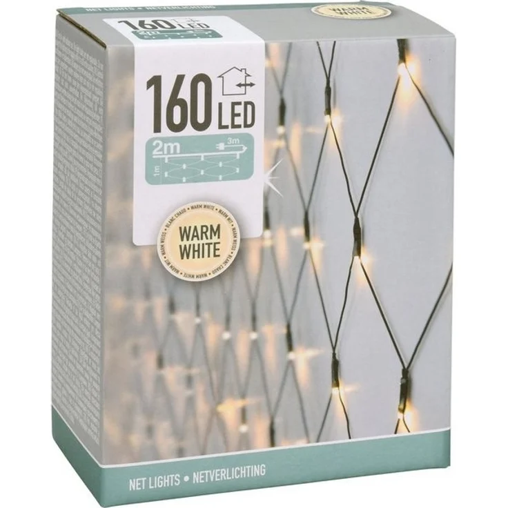 Spetebo LED-Lichternetz LED Lichternetz mit 160 LED warm weiß, 160-flammig, mit Netzstecker - Garten Deko Lichtervorhang – Bild 2