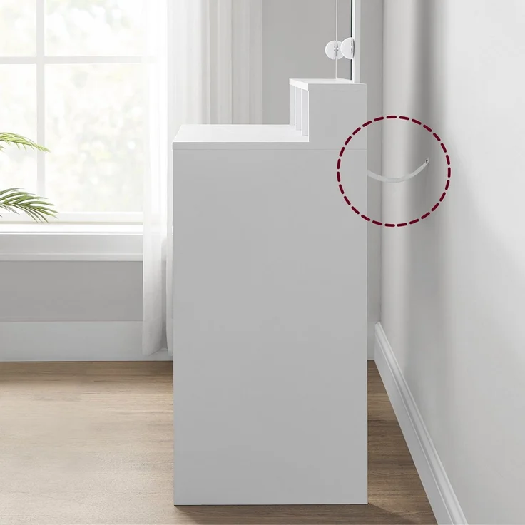 Vasagle Schminktisch mit 9 LED-Glühbirnen und Spiegel, Holz weiß, 140 x 80 x 40 cm – Bild 9