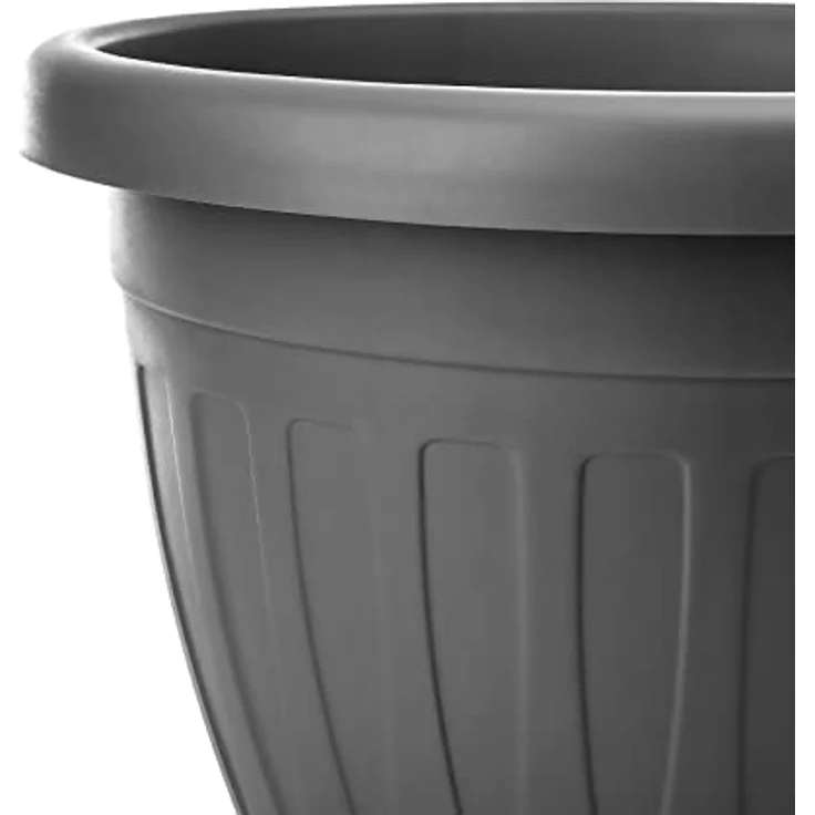 BigDean 3X Blumentopf mit Untersetzer rund ø50xH38 cm anthrazit - wetterfester Pflanzkübel - Wasserablauf UV-beständig aus bruchsicherem Kunststoff - Innen + Außen geeignet - Made in Europe – Bild 6