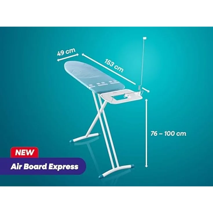 Leifheit Bügelbrett Bügeltisch AirBoard Express M Solid, Bügelfläche 38.0x120.0 cm, Höhenverstellbar, Bügelfläche 120x38 cm, auch für Dampfstationen – Bild 6