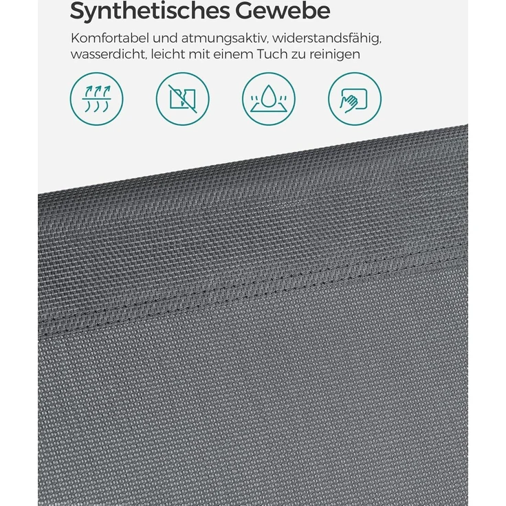 SONGMICS Sonnenliege, 2er Set, Liegestuhl, bis 250 kg belastbar, 193 x 53 x 29 cm, mit Sonnendach und Verstellbarer Rückenlehne GCB19UV1-2 – Bild 8