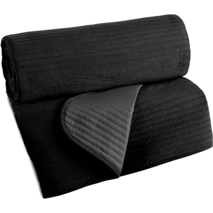 Eurofirany Tagesdecke VELVET, Steppdecke Samtdecke Karomuster Weicher Überwurf Velours – Bild 2