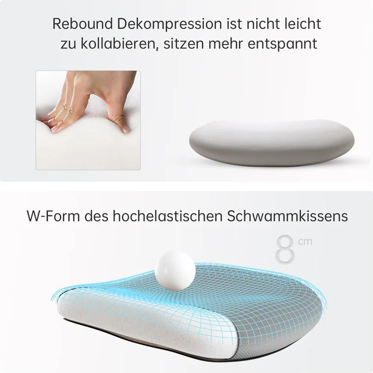 Sihoo Ergonomischer Stuhl M18, 130 x 74 cm, weißer Rahmen + graues Netzgewebe – Bild 9
