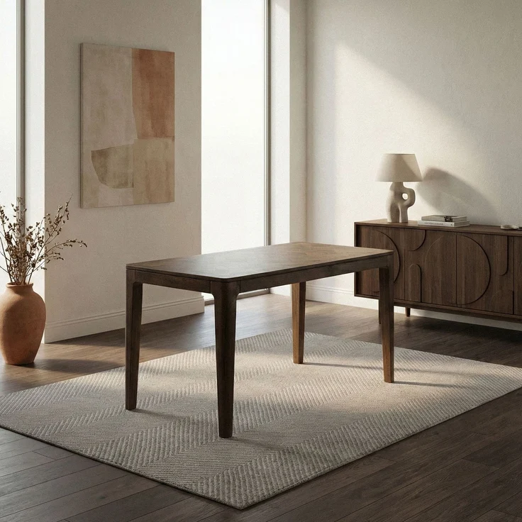 FINEBUY Esstisch FB77681 Esszimmertisch Küchentisch 6 Personen Holztisch Esszimmer (Natürliches Holzdesign mit klarer Form), Kompakte Tischlösung für kleine Essbereiche – Bild 2