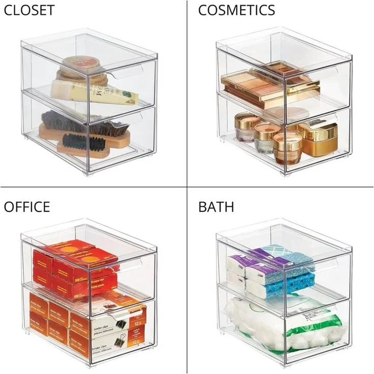 mDesign Aufbewahrungsbox Organizer Schublade Stapelbox Kunststoff Transparent – Bild 6
