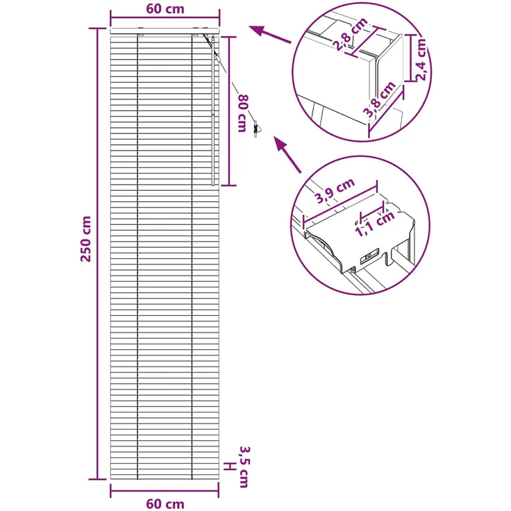 vidaXL Venezianische Jalousie Eichenoptik 60 x 250 cm 35 mm 42015358 – Bild 9