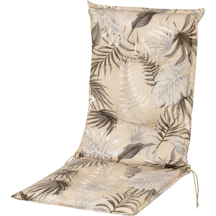 BURI 2x Hochlehner Auflage 117x49x6 cm - wetterfeste Gartenstuhlauflage mit Schaumkern & Vollvlies, Halteband & Bindebänder, bequemes Stuhlpolster für Balkon, Terrasse & Garten (Beige-Blätter) – Bild 9