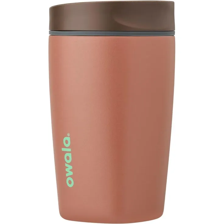 Owala SmoothSip Slider isolierbecher aus Edelstahl für Kaffee, 355ml, wiederverwendbarer Eiskaffee‑Becher, Thermo‑Reisebecher für heißen Kaffee, BPA‑frei, Kaffeebecher To Go, Cozy Cocoa