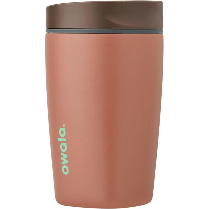 Owala SmoothSip Slider isolierbecher aus Edelstahl für Kaffee, 355ml, wiederverwendbarer Eiskaffee‑Becher, Thermo‑Reisebecher für heißen Kaffee, BPA‑frei, Kaffeebecher To Go, Cozy Cocoa