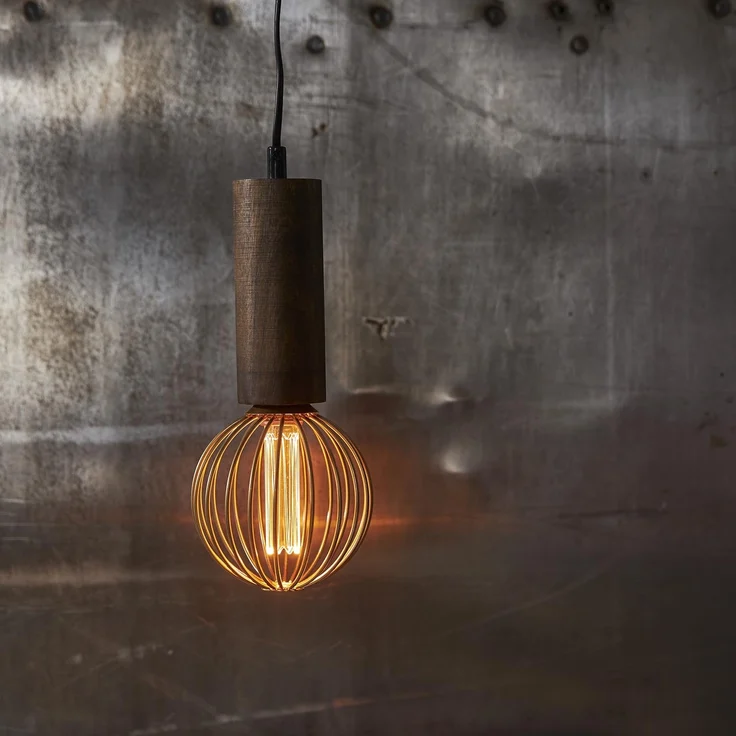 Lampenaufhängung ,Tub' aus Holz, E27 Fassung, 3,5m Kabellänge, mit Stecker – Bild 2